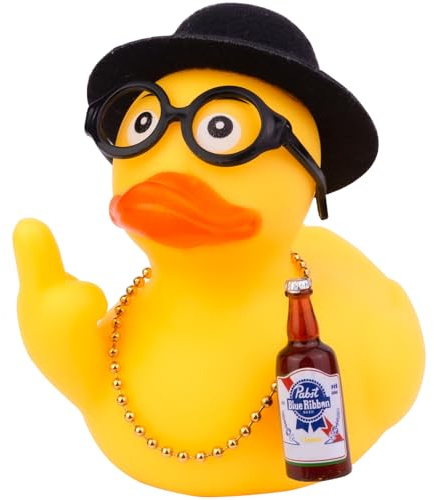 Mwmoeen Gummi Ente Auto Armaturenbrett Dekorationen Ente Auto Ornamente mit Top Hat Sonnenbrille Nette Prop für Auto Zubehör, 9cm
