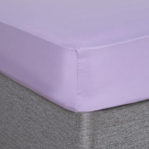 Brentfords Double Fitted Sheet Lilac, Microfibre Double Bed Sheets Fitted Easy Care Ultra Soft Fade Resistant Double Bed Sheet Bedding Linen - Purple