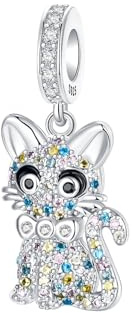 BIZK Charms Argent Sterling 925 Femmes Bijoux Pendentifs Compatible pour Bracelets Collier pour Les Mères, Les Amis, Les Amoureux (Chat)
