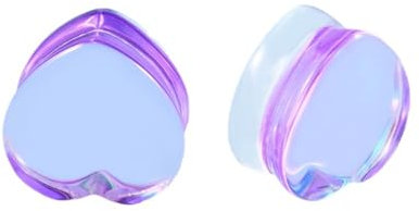 Mesnt Dehnstäbe Tunnel Set Ohr Expander Plug10mm, 2PCS Glas Herzform Ohr Expander Ohr Plugs, Lila