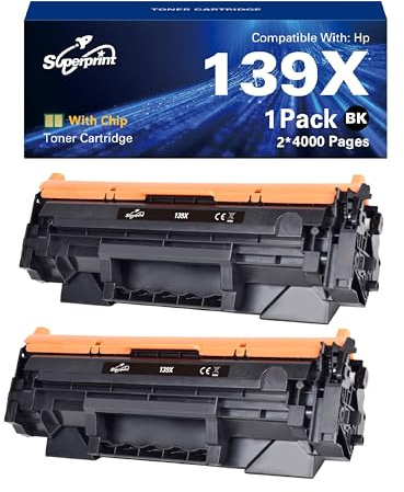 Superprint 139X Toner Schwarz (Mit Chip) Kompatibel für HP 139A W1390A Tonerkartusche für LaserJet Pro 3002dn 3002dw, MFP 3102fdn 3102fdw Drucker (Groß, 2 Schwarz)