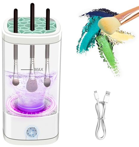 Nettoyeur de pinceaux de maquillage électrique, nettoyage automatique des pinceaux de maquillage pour éponges et pinceaux de maquillage, opération en un clic, nettoyage rapide et efficace