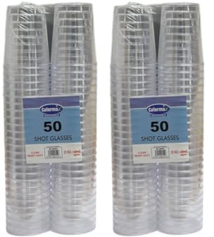 Catermax 100 Plastic Shot Glasses - Multi Use Cheese Cake Desserts, Crystal Clear Hard Plastic Sampling Cups 60ml 2 oz