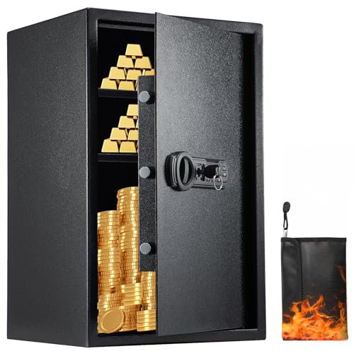 Trintion 70L Stahl Safe mit Digitaler Tastatur – Sicherheitstresor mit Doppelalarm, Feuerfester Tasche & 2 Schlüsseln für Geld, Schmuck, Dokumente – Ideal für Zuhause, Büro & Hotel