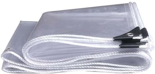 Amunpitic Telo in PVC per Esterno Occhiellato Trasparente 1.5x4m, Telone Plastica Trasparente, Teloni Trasparente Impermeabile, per Giardini Terrazze Balconi