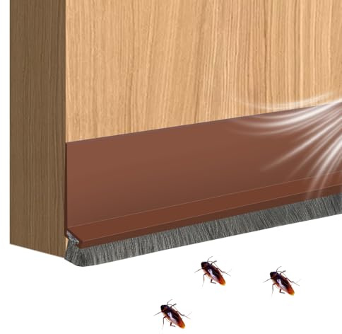 Türdichtung Zugluftstopper für Türen 100cm Braun Dichtungsband für Türen Bodenabdichtung mit Bürste Selbstklebende Tür für Windschutz, Schallschutz, Kälteschutz (Braun, Türdichtung)