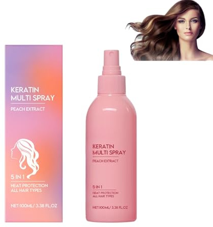 Spray balsamo idratante istantaneo 5 in 1, cura dei capelli alla cheratina, balsamo anti-crespo senza risciacquo, districante nutriente, protezione termica, sicuro per capelli colorati (1 pezzi)