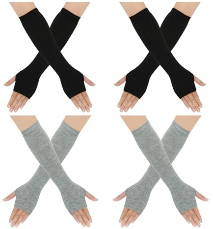 4 Paare Handstulpen Armstulpen Fingerlose Handschuhe Damen Arm Warmers Fingerless Gloves Handschuhe Ohne Finger Pulswärmer Damen Geeignet für Männer Und Frauen, Warm Outdoor-Aktivitäten Im Winter