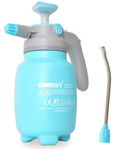 Onbest Drucksprüher – 1,5 Liter mit Füllstandsanzeige – Verstellbare Düse – Pumpsprühflasche als Pflanzen Befeuchter oder Unkrautvernichter – inkl. 18 cm Sprühlanze – Spray Bottle