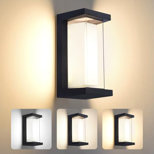 Mille Lucciole Lampe Murale Exterieur Interieur LED 24W Lumière Réglable 3 Couleurs IP65 Étanche Applique Murale Extérieures Moderne Applique Rectangle Aluminium Pour Balcon Jardin Cour Porche