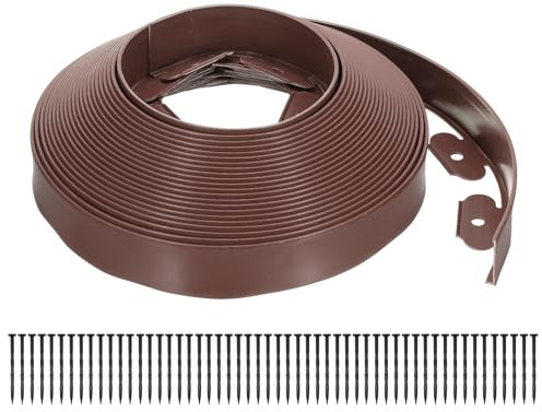 QUARKZMAN Bordure De Jardin, 1Pcs 18m x 5cm - Kit De Bordure De Jardin avec 54 Piquets, Bordure De Jardin pour Pelouse Parterre De Fleurs Cour Gazon (Marron)