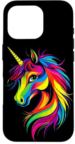 Licorne Coloré Arc-en-Ciel Cavalière Chevaux Équitation Coque pour iPhone 16 Pro