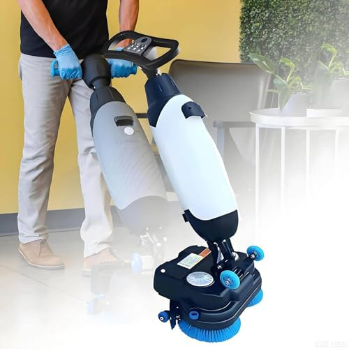 Pnpaea Autolaveuse Professionnelle, LéGèRe Et éLectrique, Double Brosse Rotative, TêTe De Rotation à 360°,Brosses De Nettoyage MotoriséEs,pour Parquets, Carrelages White