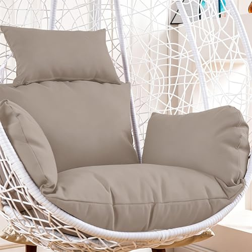 LUBEWISE Cojín para sillón colgante, cojín lavable, extragrueso, suave cojín con reposacabezas, cojín de repuesto para cesta colgante, para cesta colgante, cesta de columpio (marrón leche)