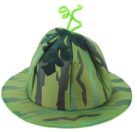 Ciieeo Funny Watermelon Cosplay Cap, Lightweight and Portable Cloth Hat with Realistic Watermelon Patterns, for Summer Vacation and Festival Party Headwear