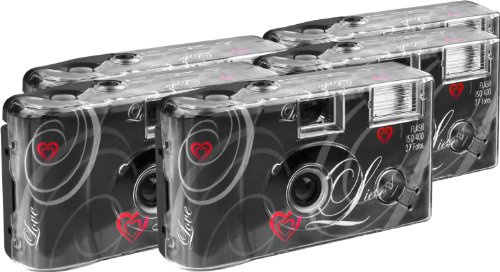 TopShot Love schwarz Einwegkamera / Hochzeitskamera (27 Fotos, Blitz, 5-er Pack)