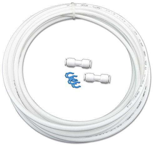 FILTROTECH Wasserschlauch 7 m mit 2 Verbindern, 1/4 Zoll | Inkl. 2 gerade Verbindungsstücke und 4 Sicherungsringe, für Kühlschrank, Wasserfilter und Osmoseanlage
