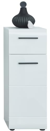 trendteam smart living - Skin - Standschrank - Weiß/Weiß Hochglanz - Badschrank mit 1 Schublade und 2 Fächern - (BxHxT) 30 x 79 x 31 cm - vielseitig einsetzbar - Kratzfest