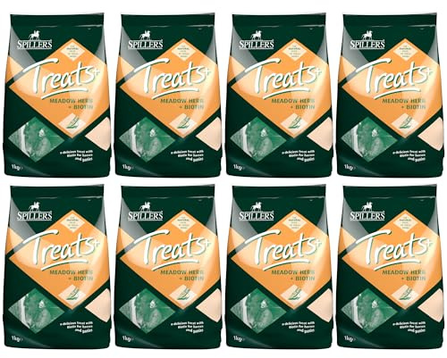 SPILLERS Meadow Herb & Biotin Horse Treats 1kg x 8- Delicious Treat to Reward Horses and Ponies - Fresh Herbal Flavoured with Added Biotin for Hoof Health