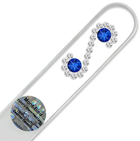 Glasnagelfeile von Hand dekoriert mit Swarovski Elements, geliefert in einer Hülle aus schwarzem Samt - Echtem gehärteten Glas aus Tschechien