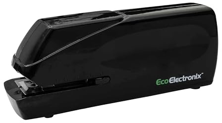 EcoElectronix Portable Automatic Electric Stapler Pro - 30 Sheet Capacity, Quiet Operation, Jam-Free and Easy Reload - AC Adapter/Battery Powered, (Black)