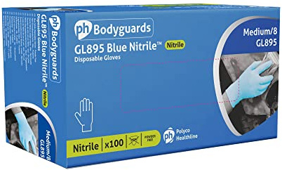 Polyco Bodyguards 4 Blue (L) Nitrile Powder Free Disposable Gloves GL8953 100 Large