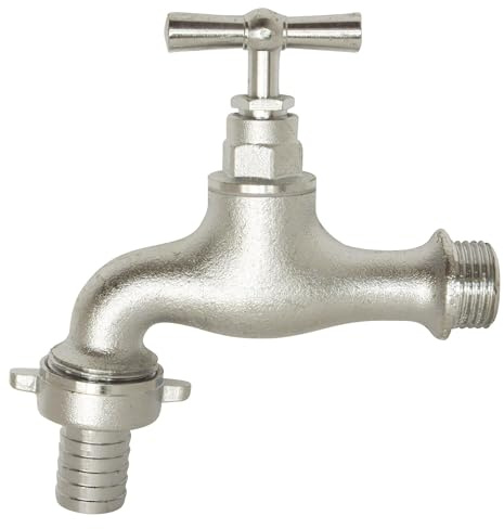 SOMATHERM FOR YOU, Robinet de puisage à potence chromé, mâle 1/2, raccord 3/4, corps laiton nickelé CW617N, pression max 10 bars, température max 90°C, norme ACS, facile à entretenir