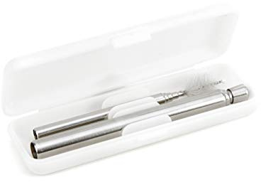 Kikkerland Collapsible Travel Straw Set, Medium, Silver