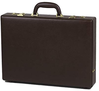 Quindici Genuine Leather Attache Case Business Briefcase Twin Combintion Locks Brown