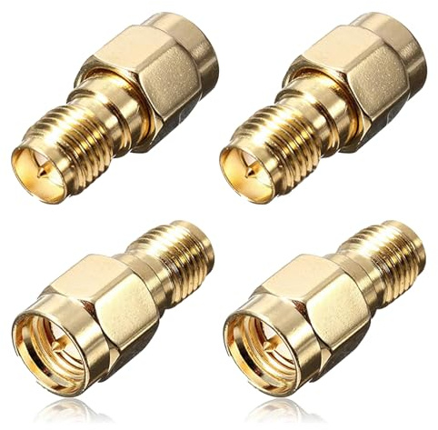 kwmobile 4x RP-SMA Stecker auf SMA Buchse Adapter - Male ohne Pin zu Female ohne Pin Konverter - Adapter Koaxial Steckverbinder