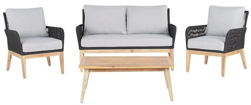 Beliani Lounge Set Akazienholz Garten Terasse Balkon 4 Personen grau Merano II
