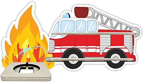 Farbklecks-Collection Tonie Regal Starter Set Feuerwehrbrand | Wandregal für bis zu 18 Hörfiguren, Maße 48 x 24 cm, mit speziellem Ablagefach kompatibel mit Toniebox
