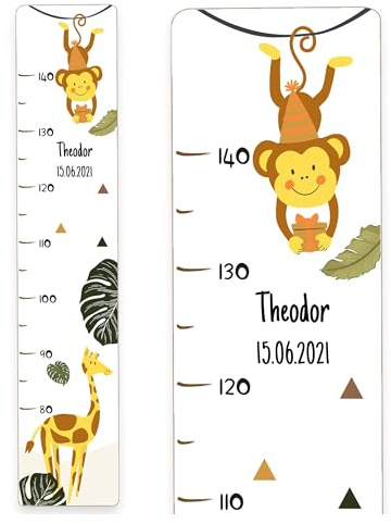 Holzura Messlatte Kind Holz, Messleiste personalisiert mit Name für Baby & Kleinkinderzimmer, Geschenk zur Geburt für Junge und Mädchen, Grössenmesser Kinder