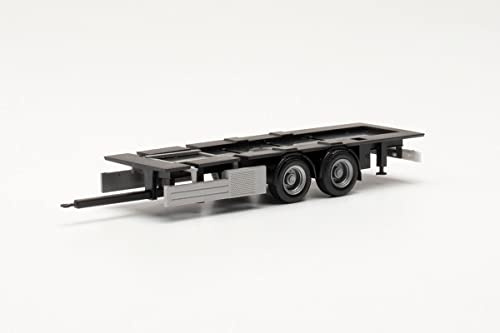 herpa 085526 Modellbausatz Tandem-Anhänger Fahrgestell mit Unterflurkühlaggregat 2 STK, Maßstab 1:87, Teilservice Modell LKW für Diorama, Modellbau Sammlerstück, Miniaturmodelle, schwarz