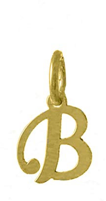 Buchstaben Anhänger Gold 585 (14K) Initialen Charm für Kette B C D E F G H I J K L M N O P R S T U V W (B)