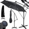KESSER® Alu Ampelschirm LED Solar Ø350cm Inkl. Abdeckung Fernbedienung Kurbelvorrichtung Kurbelschirm mit Ständer 360° Funktion UV-Schutz Aluminium Wasserabweisend Garten-Schirm Marktschirm Anthrazit