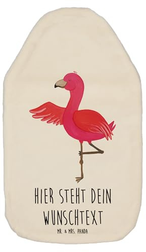 Mr. & Mrs. Panda Wärmflasche personalisiert Flamingo Yoga - Weiß