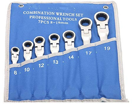Llaves Fijas,Llaves Combinadas 8-19mm Llave de trinquete Conjunto de Herramientas Llaves de carraca de 72 dientes Multiherramientas Cabeza mate o con el espejo polaco Roll-up de la bolsa (Color : Mat