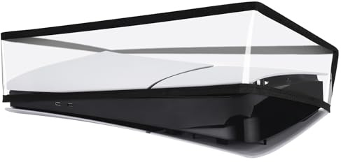 PlayVital Cubierta Antipolvo Horizontal para ps5 Slim Digital Edición - Protector de PVC a Prueba de Polvo, Funda Impermeable, Accesorios para Consola, Nuevo Diseño Más Pequeño (Transparente)