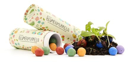 Die Stadtgärtner Blumenmurmeln das Original I 25 handgemachte & kunterbunte Samenbomben mit über 20 Arten von Blumen-Saatgut I Mitgebsel Kindergeburtstag I 100% ökologisch & min. 2 J. haltbar