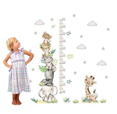Kinder Messlatte Baby Messlatte Höhe Diagramm Größenmesser Kinder und Baby 3D Cartoon Höhenmesser Kinder Messleiste Wandtattoo Wanddeko Wandbild wandaufkleber für Kindergarten Kinderzimmer 180cm,B