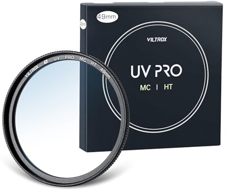 VILTROX 49MM UV-Filter MC UV Schutzfilter,UHD-Kameraobjektiv, 18 Mehrschichtige Beschichtungen, Ultraharte Beschichtung, Nano-Beschichtung, Hydrophob, Kratzfest, Ultradünn, für 49mm Kameraobjektiv