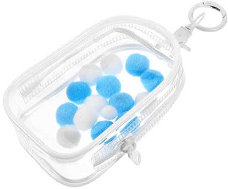 TOYANDONA Transparente Mini Puppentasche Aus PVC Mit Bommel Und Silbernem Hängeverschluss Kleine Aufbewahrungstasche Für Figuren Kabellos Kratzfest Vielseitig Als Display Schmuckbeutel Geeig