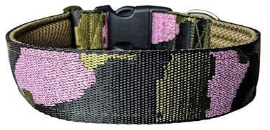 Camouflage Hundehalsband extra breit 4cm, weiche Polsterung, Military-look Klickverschluss einstellbar komfortabel, rose-gold-black (Halsumfang bis 48 cm)
