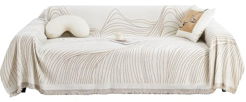 TOPCHANCES Sofa Cover 1/2/3/4 Sitze,2024 Neue Chenille Sofabezug,Multifunktionales Sofakissen,Verwendbar Als Sofadecke,Sofa Überzug Und Bettüberwurf,Mit Dekoration(Shanhe Khaki,180 x 300cm)