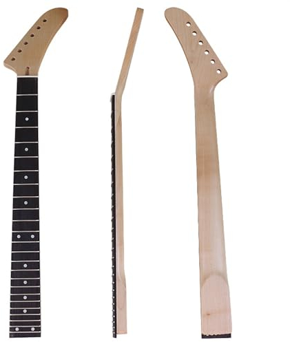 LVYUDS 6 Saiter 24 Bünde Ahorn Matt Gitarrenhals, T-Schaft Banane Gitarre Kopf 2.2 Zoll Breit E-Gitarrenhals Palisander Griffbrett