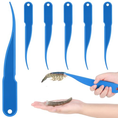 Gisafai 6 Pcs Shrimp Peeler Plastic Deveiner Cleaner Tool for Kitchen Shrimp Deveining Peel Tool, 10.2 Inch(Blue)