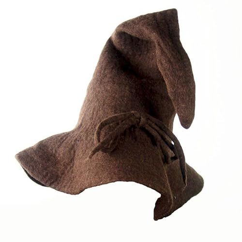 Leonardo Carbone® Unisex Mittelalter Zaubererhut Merlin - Zauberer Kostüm, Mittelalter Kleidung Kopfbedeckung, Halloween Kostüm Damen, Zauberer Hut Herren, LARP, Karneval, Cosplay - 100% Wolle