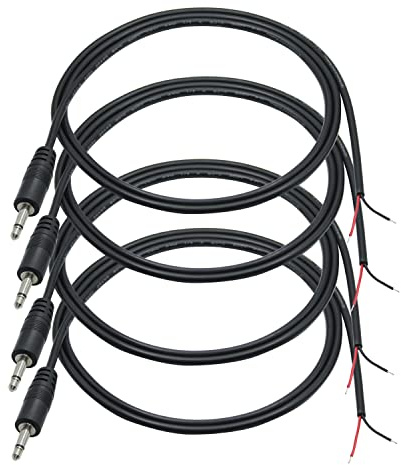 Riertostng 4-Pack 3,5 mm Klinke auf blankes Kabel mit offenem Ende 3FT, TS 2 Pole 1/8 Stecker auf blankes Kabel Audiokabel Ersatzkabel, für Stecker-Buchse-Anschluss Audio-Kabel-Reparatur