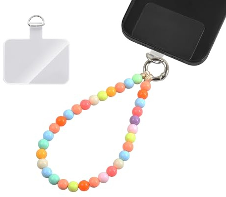 GD GOOD.designs Handykette kurz mit Perlen | Handyband Handschlaufe mit Patch für Handyhülle | Smartphone Lanyard für iPhone & Android | Länge 24 cm